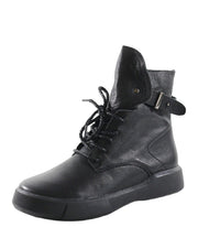 Black Boots Cowhide Leather Boutique Rivet Lace Up Shelsea Boots
