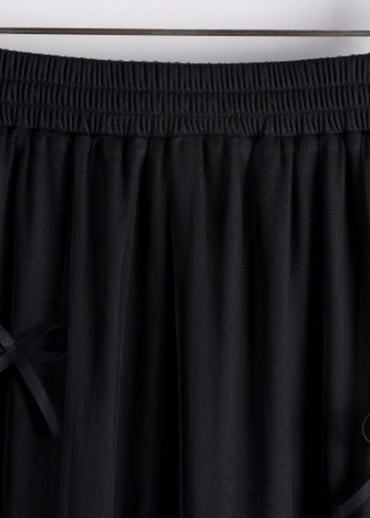 Black Bow High Waist Tulle A Line Skirts Fall