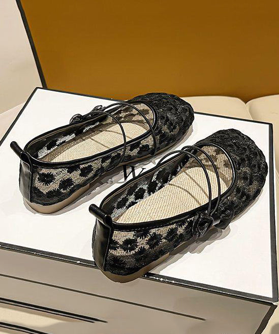 Black Breathable Mesh Chic Splicing Bow Flat Shoes For Women