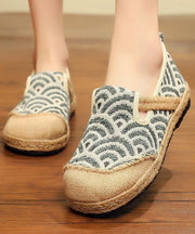 Black Cotton Linen Fabric Flat Shoes Splicing Flat Shoes For Women - SooLinen