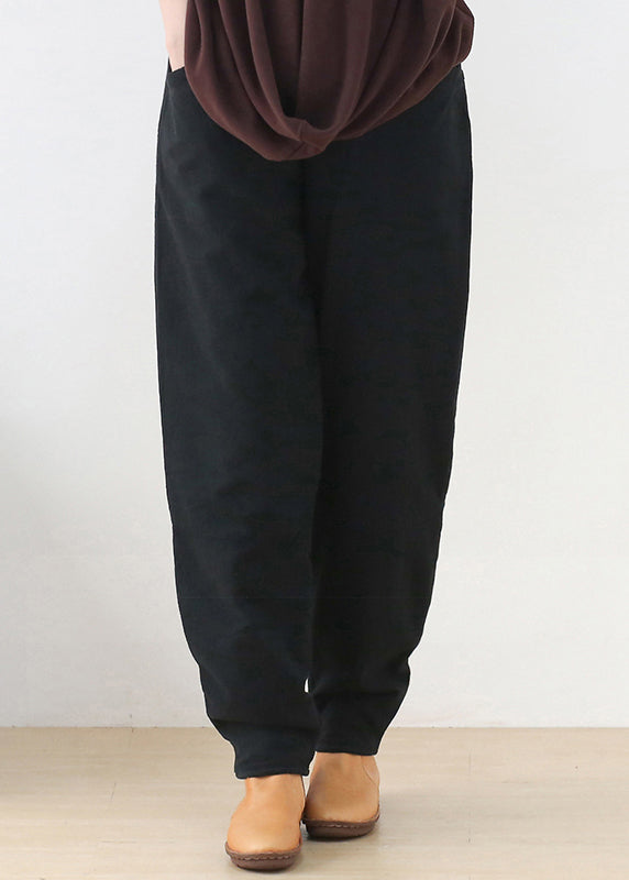 Schwarze, elastische Taille, dicke Hosen für den Winter
