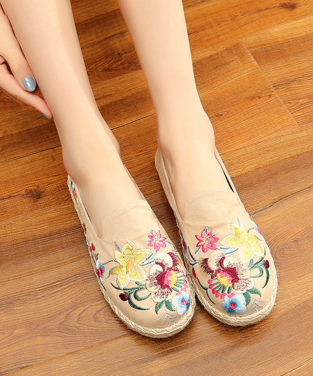Black Flat Feet Shoes Cotton Fabric Boutique Embroidered Flat Feet Shoes