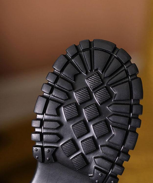 Black Flat Shoes Buckle Strap Platform Flat Shoes - SooLinen