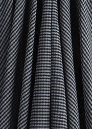 Black Grey Plaid Elastic Waist Cotton A Line Skirt Fall