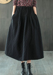 Black Jacquard Patchwork Loose A Line Skirt Spring