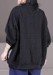 Black O-Neck Graphic Patchwork Sweatshirts Long Sleeve