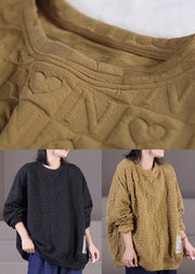 Schwarze Patchwork-Sweatshirts mit O-Ausschnitt, langärmlig