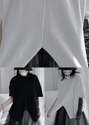 Black Open Cotton T Shirt Short Sleeve