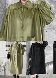 Black Patchwork Cotton Maxi Dress Oversized Wrinkled Spring