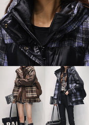 Black Patchwork Duck Down Jackets Hooded False Two Pieces Winter