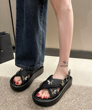 Black Peep Toe Cross Strap Platform Fashion Butterfly Splicing Sandals