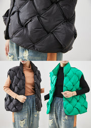 Black Plaid Duck Down Puffers Vests Oversized Winter