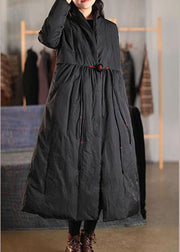 Black Pockets Duck Down Women Witner Coats Stand Collar Button Winter