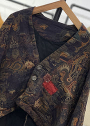Black Pockets Patchwork Fine Cotton Filled Coat Asymmetrical Winter