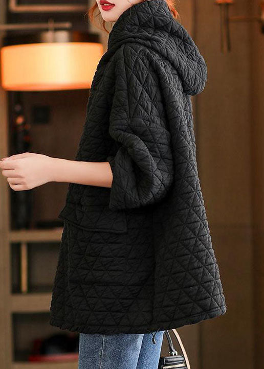 Schwarz Taschen Kordelzug warmer Pullover Streetwear Winter
