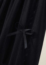 Black Ruffled Bow Tulle Skirts Waist Tulle Spring