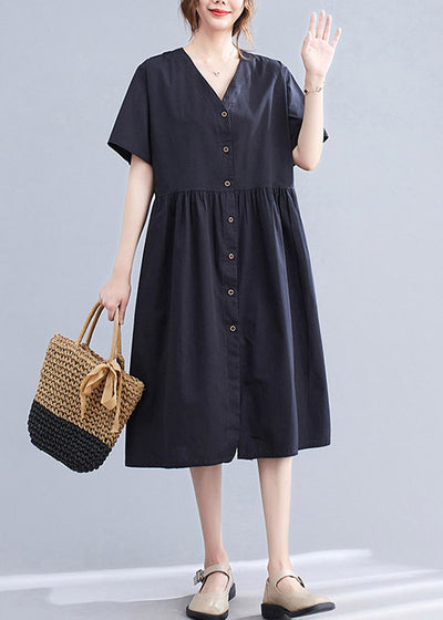 black v neck wrinkled cotton long dress short sleeve regular price $ 78 ...
