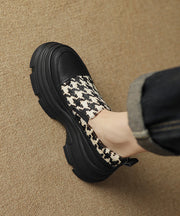 Black Versatile Women Splicing Platform Loafer Shoes