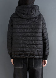 Black drawstring Fine Cotton Filled Jackets Hooded Winter