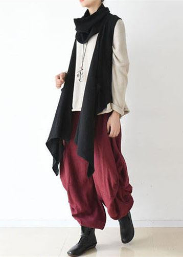 Black  scarf vest plus size linen clothing casual fall winter outfits