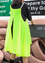 Black t-shirt + strap dress suit summer tide large size short sleeve loose long section  casual women's clothing - SooLinen