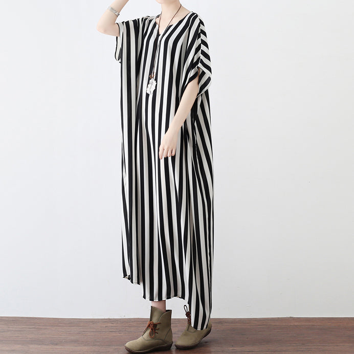 Black white striped summer dresses oversized chiffon caftans plus size maxi dress beach dresses sundress