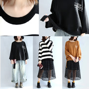 Black woolen short tops women oversize winter clothing plus size t shirts