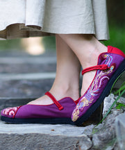 Blaue bestickte flache Füße beschuht Baumwollgewebe plus Größen-Schnallen-Riemen-flache Schuhe für Frauen