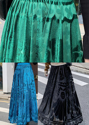 Blue Jacquard Velour pleated skirt Winter