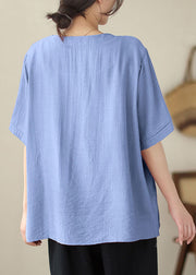 Blue O-Neck T Shirts Short Sleeve