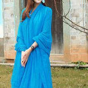 Blue female bib all-match long shawl all-match silk scarf - SooLinen