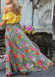 Bohemian Beach Resort Dress With Pleated Print - SooLinen