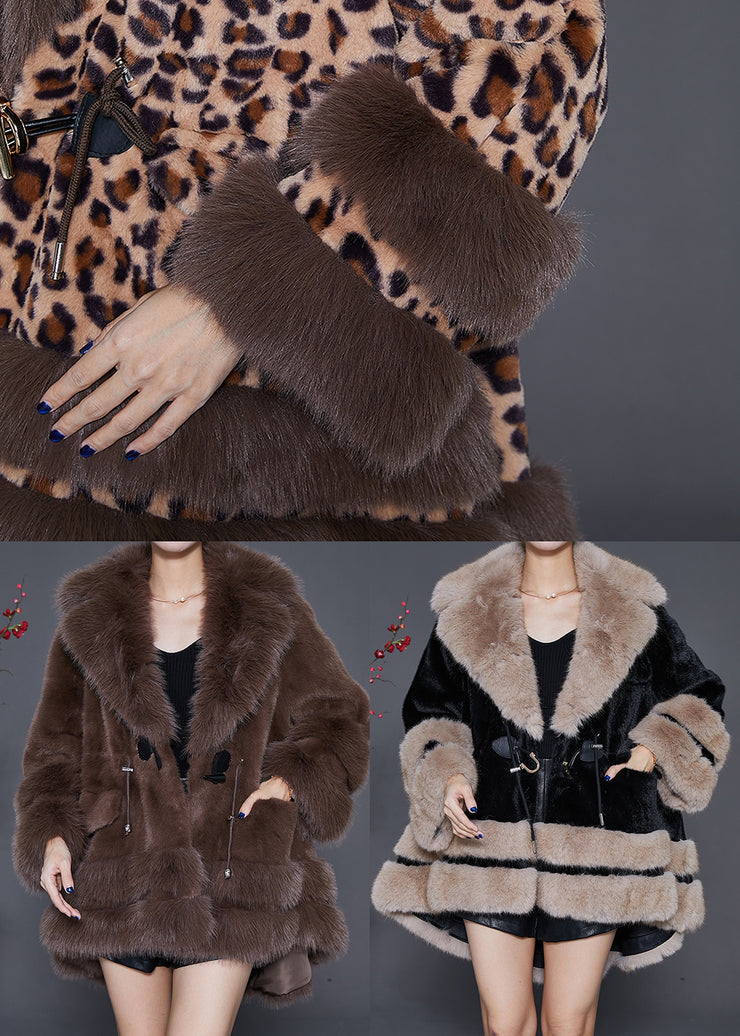 Bohemian Black Fur Collar Oversized Fuzzy Fur Fluffy Coat Winter