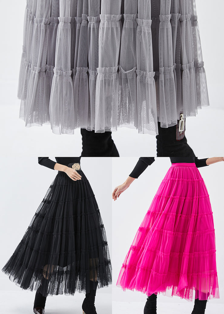 Bohemian Black High Waist Tulle Holiday Skirt Spring