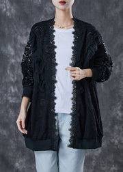 Bohemian Black Oversized Patchwork Lace Cardigan Spring