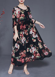 Bohemian Black Oversized Print Chiffon Dress Summer