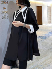 Bohemian Black Patchwork Cotton Button Summer Robe Dresses - SooLinen