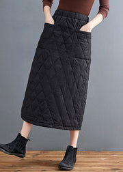 Bohemian Black Pockets Fine Cotton Filled Skirts Winter