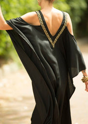Bohemian Black Sexy  Backless kimono robe Summer Maxi Dresses