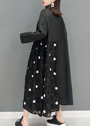 Bohemian Black lace Patchwork shirt Dresses Spring