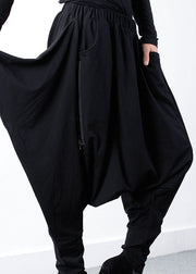 Bohemian Black asymmetrisches Design mit Reißverschluss Jogging Casual Spring Pants