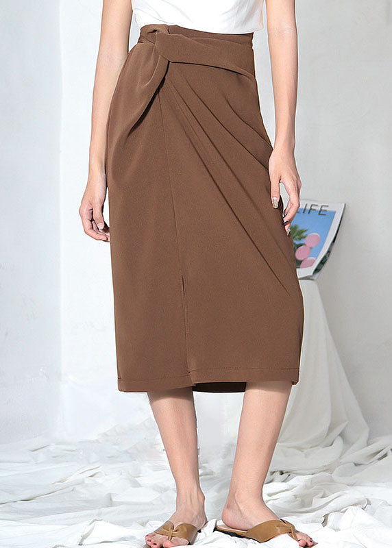 Bohemian Brown High Waist side open Asymmetrical design  Skirts