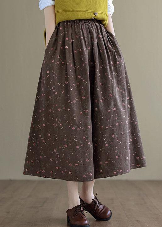 Bohemian Chocolate Loose A Line Summer Pockets Linen Skirts - SooLinen