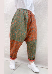 Bohemian Color block Loose High Waist Print Harem Winter Cotton Pants