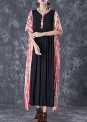 Bohemian Colorblock Ruffled Patchwork Cotton Maxi Dresses Summer