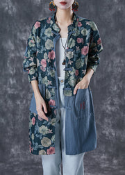Bohemian Embroidered Patchwork Print Linen Coat Outwear Fall