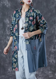 Bohemian Embroidered Patchwork Print Linen Coat Outwear Fall