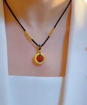 Bohemian Gold Hand Knitting Agate Jade Pendant Necklace