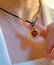 Bohemian Gold Hand Knitting Agate Jade Pendant Necklace