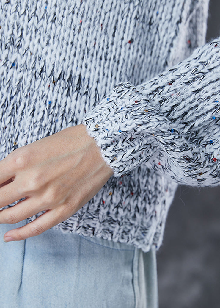 Bohemian Grey Sequins Chunky Knit Sweaters Winter